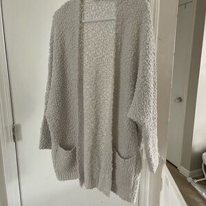 White oversized popcorn cardigan